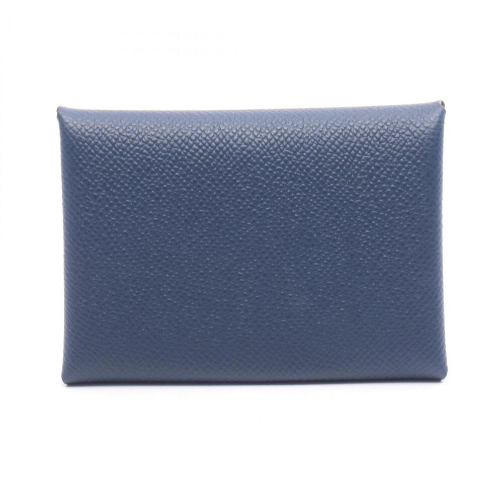Hermes Calvi Duo Blue Navy Wallet - Coin Purse Veau Epsom Leather Women's